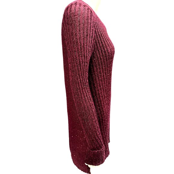 Apt. 9 Cable Knit Plum Satin Mock Layer Sweater and Polyester Tank Top Tunic Swe - Picture 3 of 11